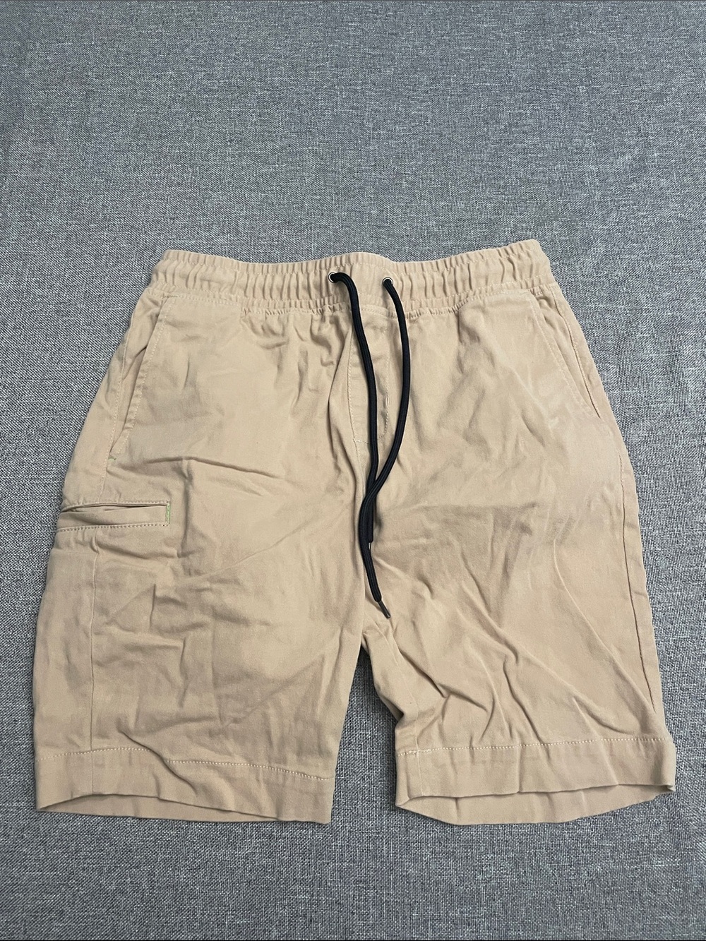 Society Of Threads Beige Drawstring Cargo Shorts